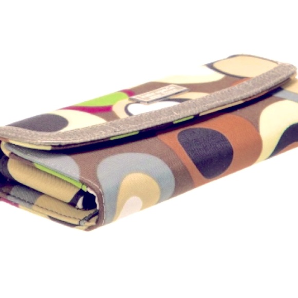 Retro Kate Spade New York Canvas Clutch In Multi- Color Geometric Design - Picture 3 of 6